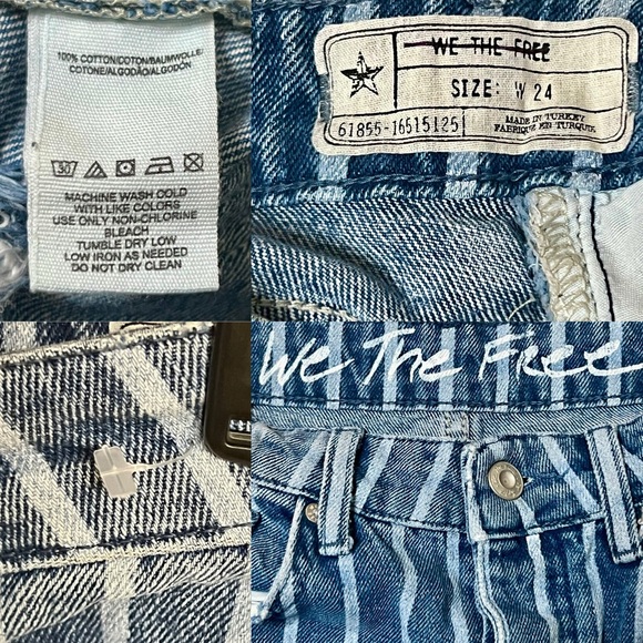 We The Free By Free People Wide Legged White Striped Jeans- NWOT* - Picture 14 of 16